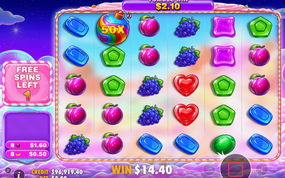 Tumble-följd i free spins, med multiplikatorer som samlas